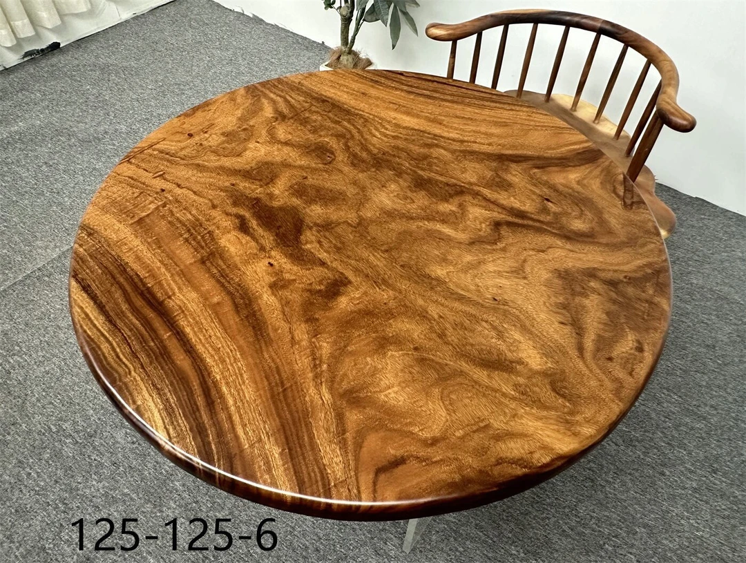 南美胡桃木材质125*125*6实木整板 圆桌茶桌餐桌 含实木桌腿 包邮
