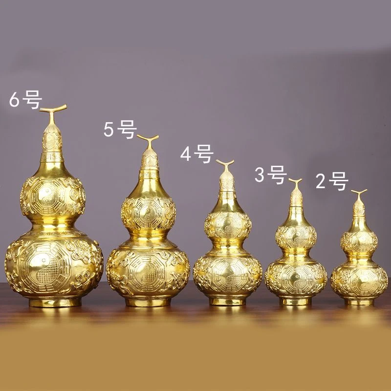 铜葫芦铜药师天医客厅桌面摆件五帝八宝葫芦空心铜葫芦中式