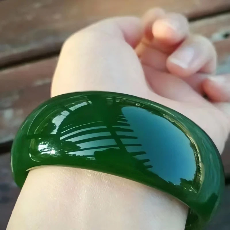 帝王绿加宽加厚女款贵妃手镯绿色高档大气贵族时尚百搭款送礼佳品