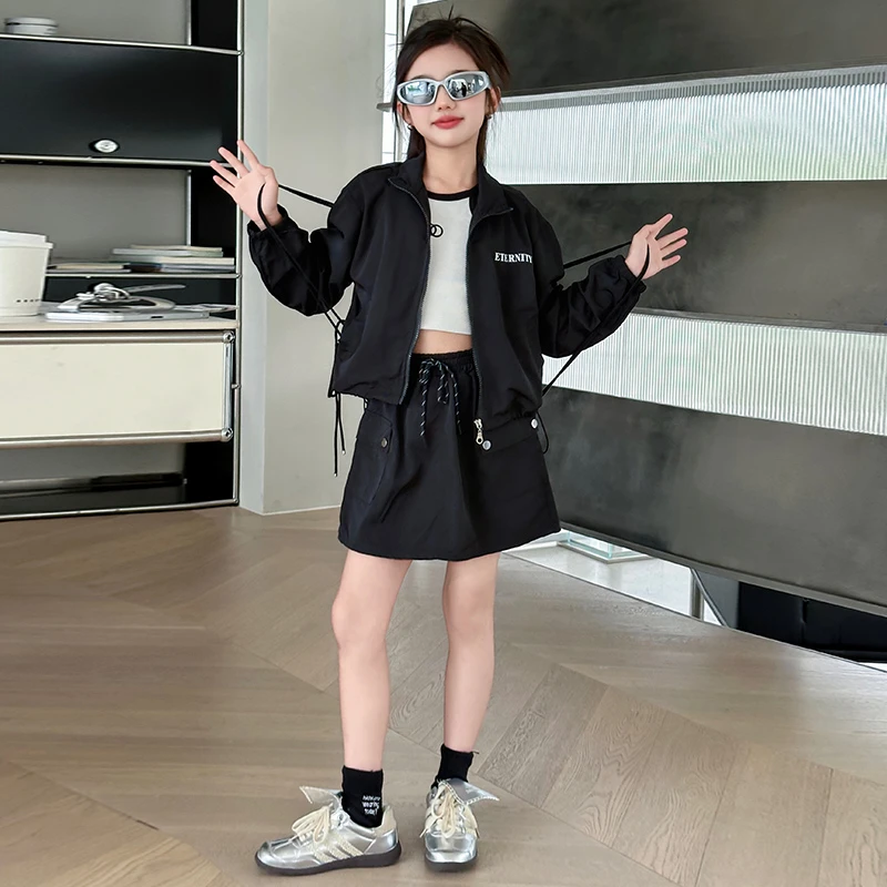 女童防晒衣套装2024新款儿童洋气童装中大童网红工装防晒服两件套