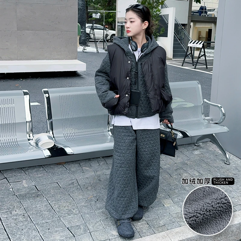 女童冬装加绒加厚套装2024新款洋气大童女孩儿童秋冬马甲三件套潮