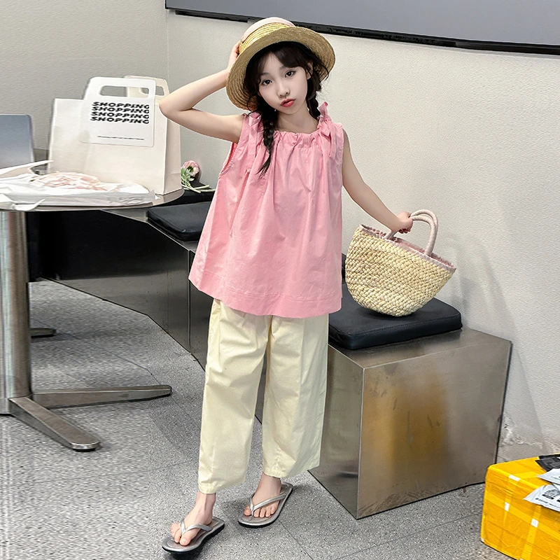 女童套装夏装2024新款洋气时髦小女孩无袖夏款儿童夏季两件套