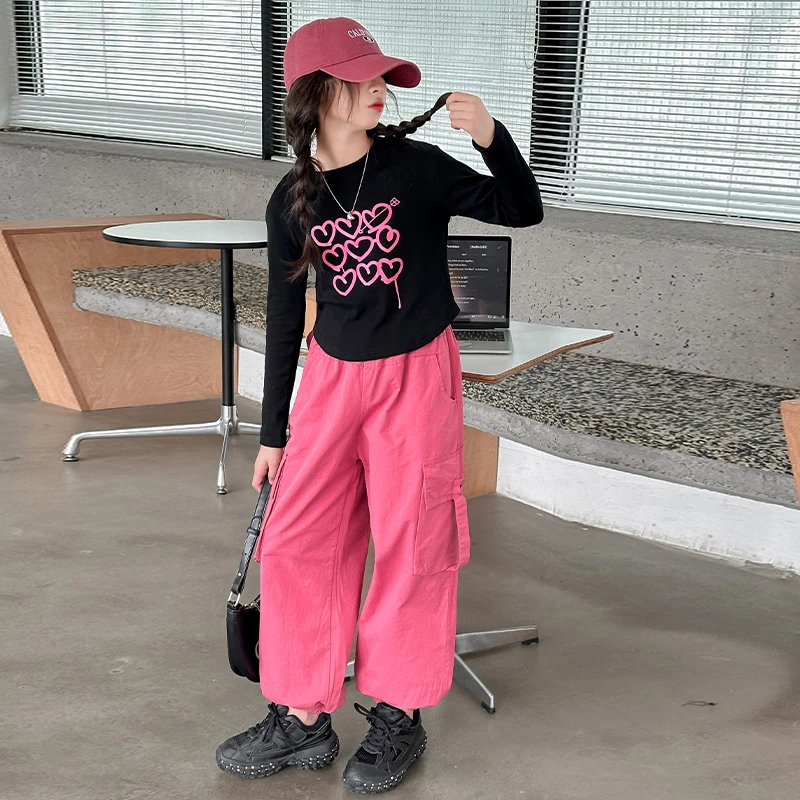 女童套装秋装2024新款儿童爵士街舞服女大童春秋网红工装束脚长裤