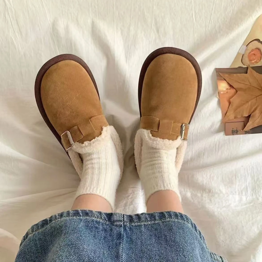 冬季加绒保暖豆豆鞋软底防滑舒适休闲妈妈鞋