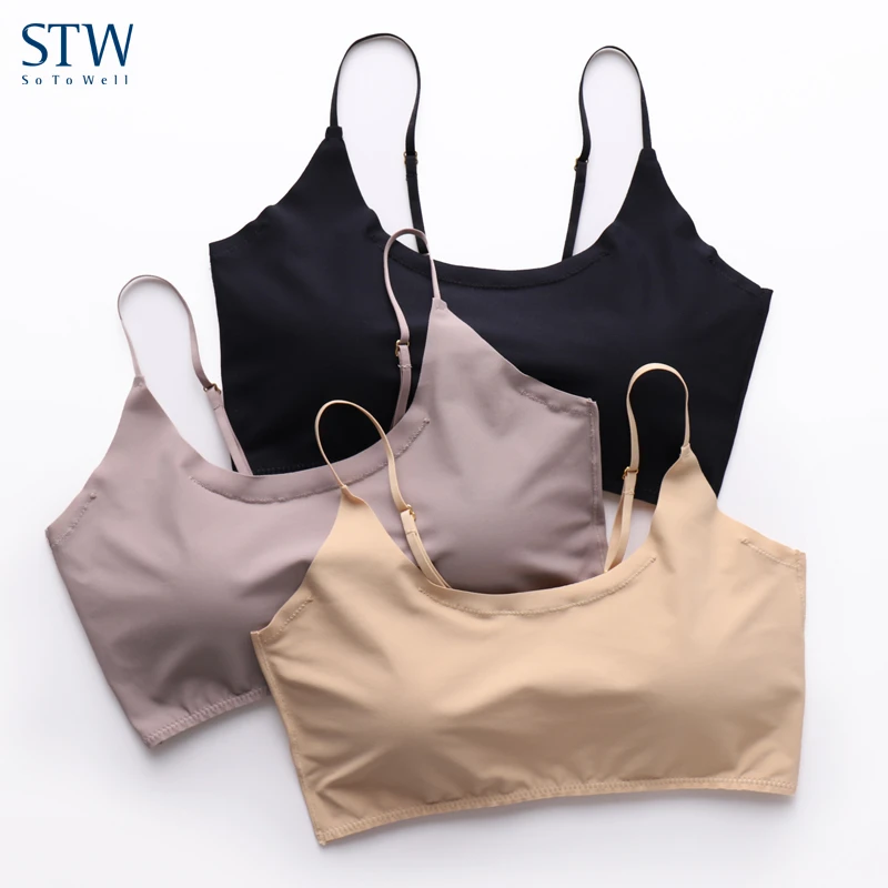 STW.SOTOWELL背心式内衣女无钢圈文胸薄无痕裹胸女抹胸防走光胸罩