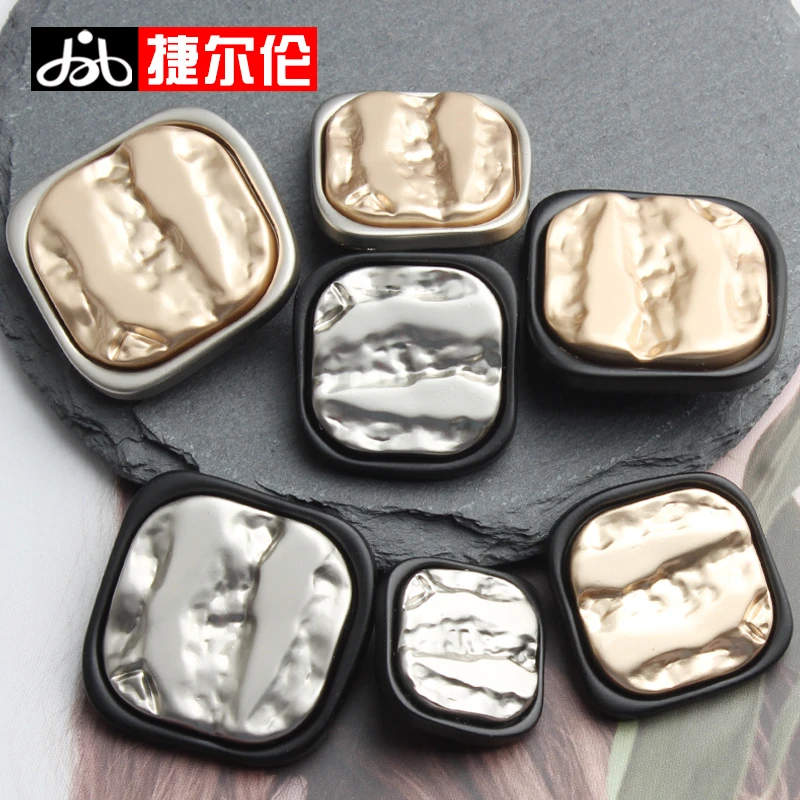 金属钮扣貂毛大衣毛衣风衣外套衣服方形异形装饰扣子银色金色纽扣
