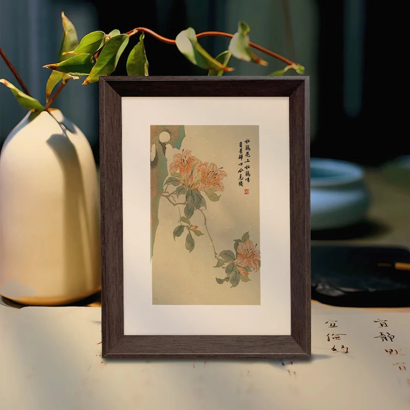 【杜鹃花】国潮相框摆件原创设计趣味简约书法字画木质框桌摆挂件