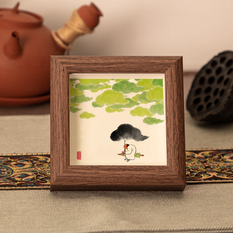 【云朵叶子】4寸书法摆台文艺书法桌面简约玻璃木质中空相框