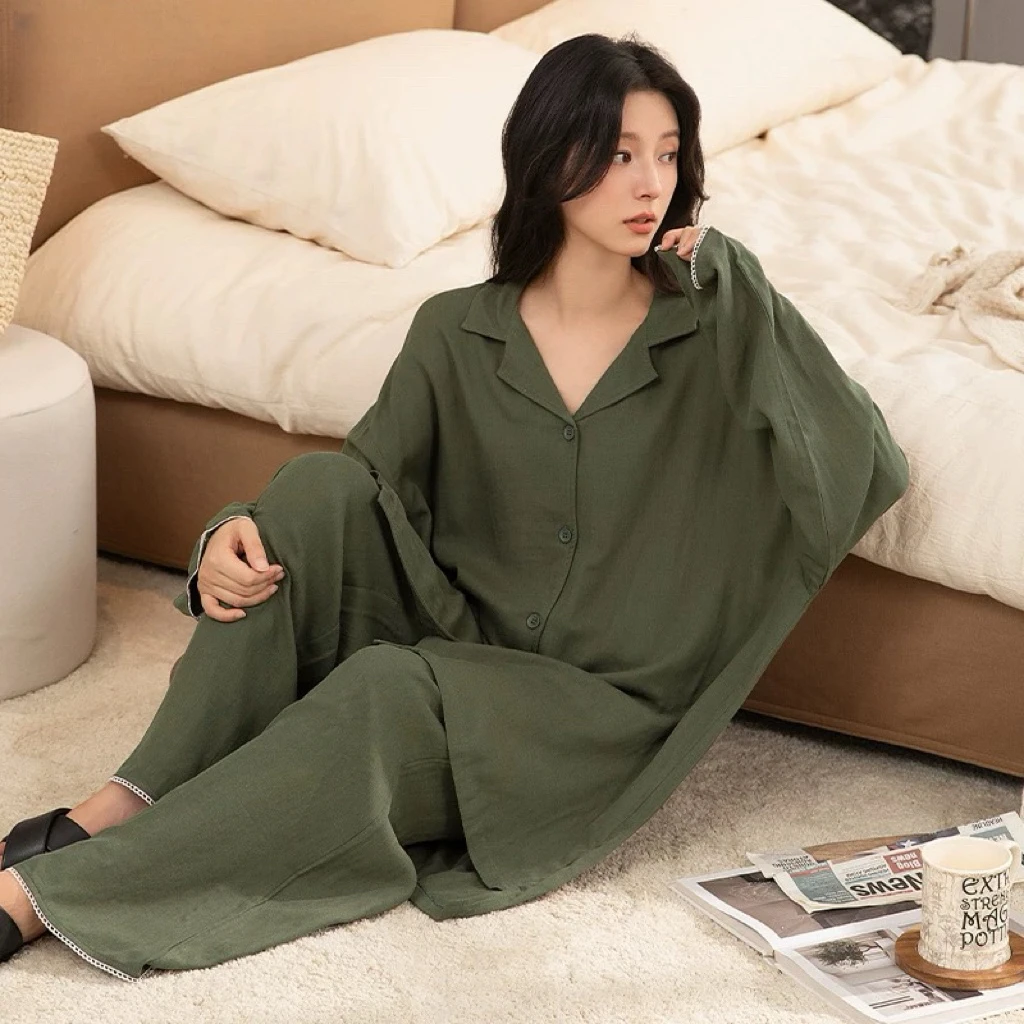 云朵绵睡衣女款春秋季长袖长裤慵懒风宽松家居服可外穿套装