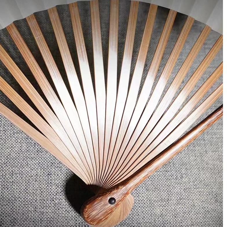 念辰轩精工9.5寸把玩芝麻棕全芯手工芯折扇苏工黑芝麻文玩收藏