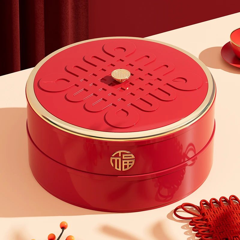 客厅家用干果盘结婚糖果盒中式坚果收纳盒喜糖茶几水果零食摆放盘