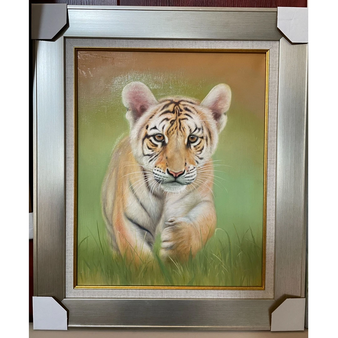 元文君《小老虎》写实手绘油画