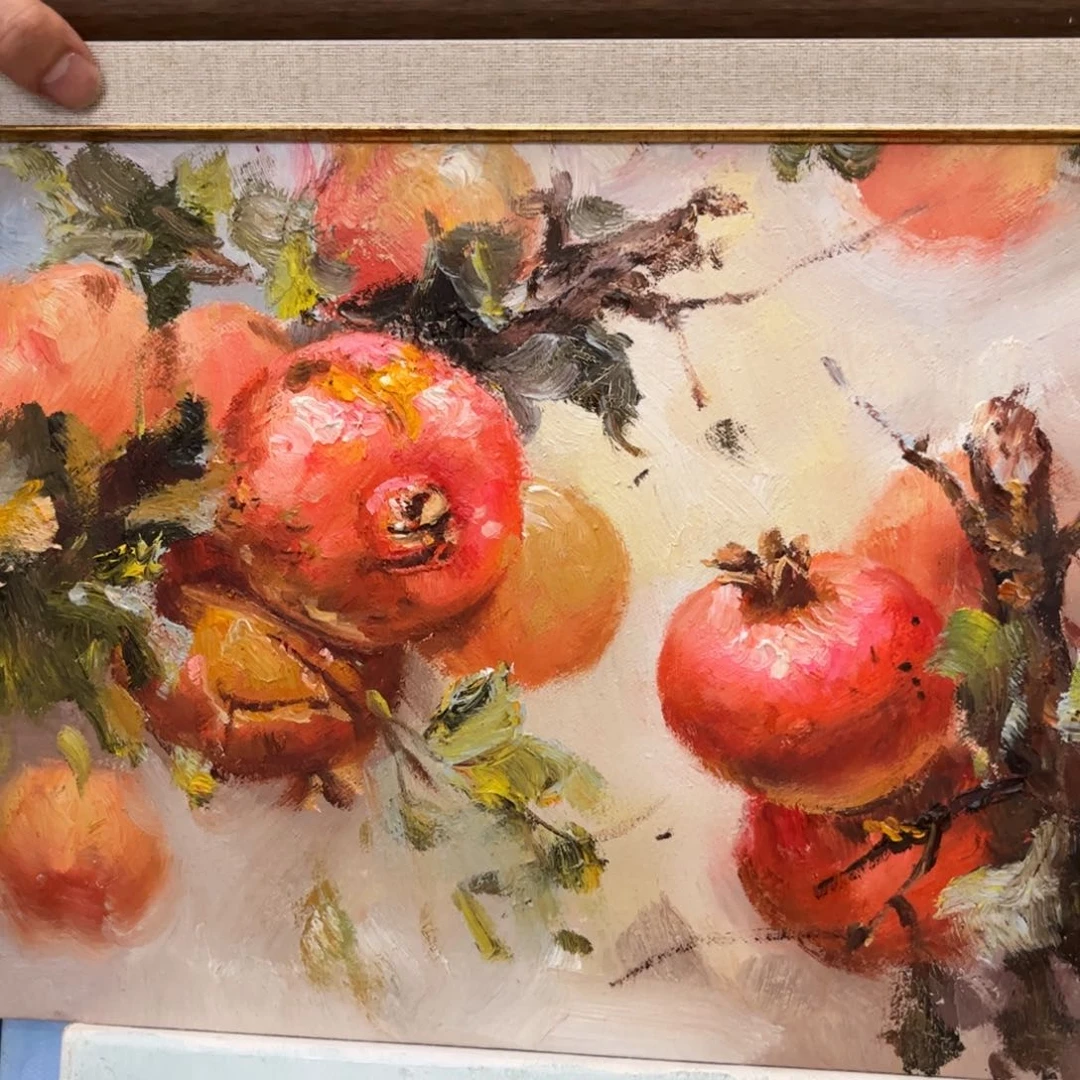 书法?****h石榴手绘油画带框