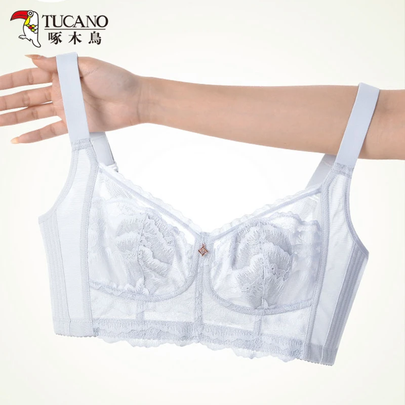 TUCANO/啄木鳥【大胸显小】无痕蕾丝透气收副乳兔耳杯薄款内衣女-FF