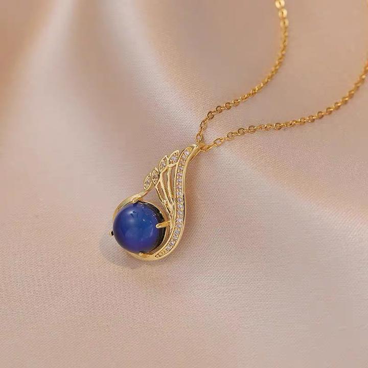 合金项链 凤尾感温变色项链