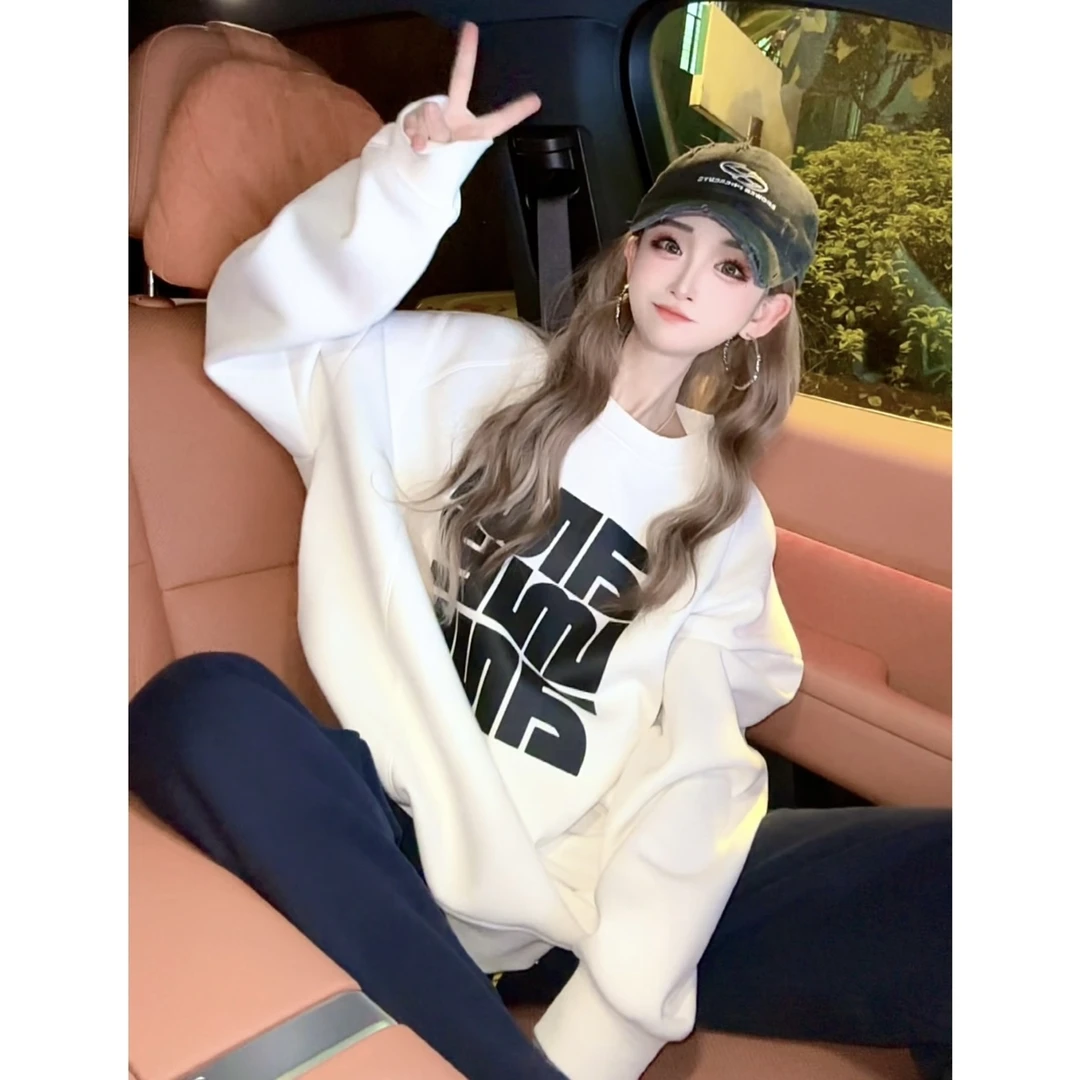 2024早秋新款卫衣美式圆领字母设计感小众休闲上衣159