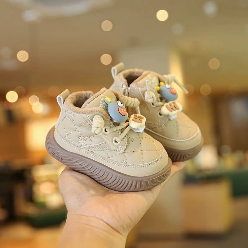 小童2023秋冬学步鞋软底小女孩棉靴加绒婴幼儿冬季冬季宝宝鞋男童