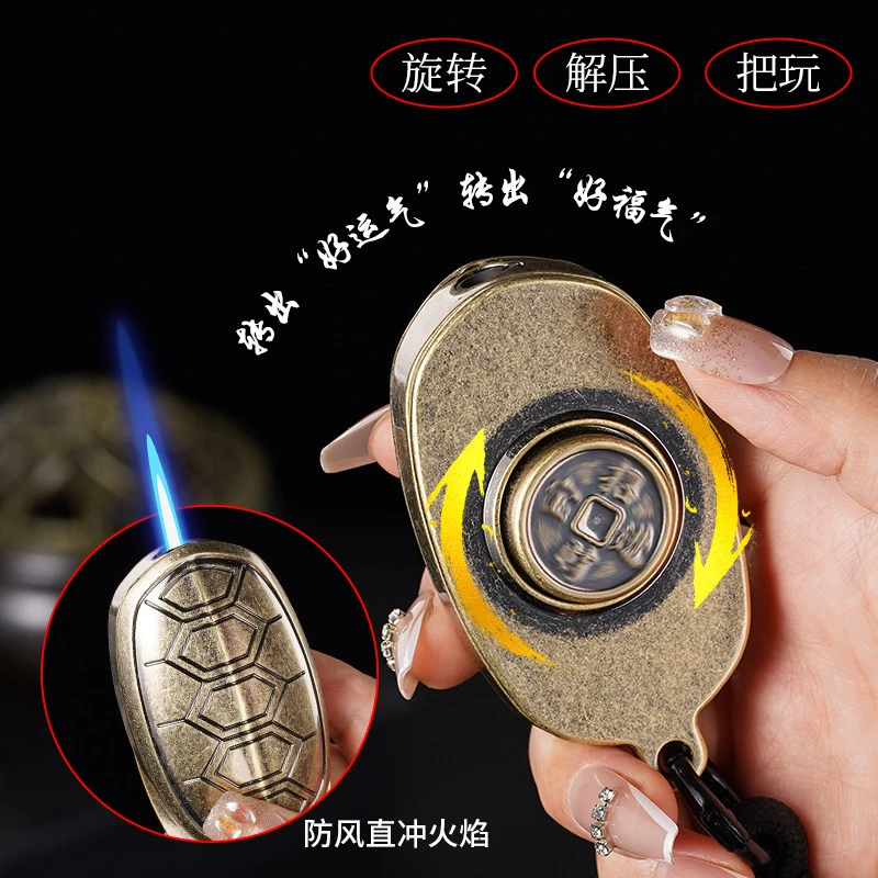 创意造型小金龟直冲便携充气打火机可旋转把玩转盘点烟器桌面可爱
