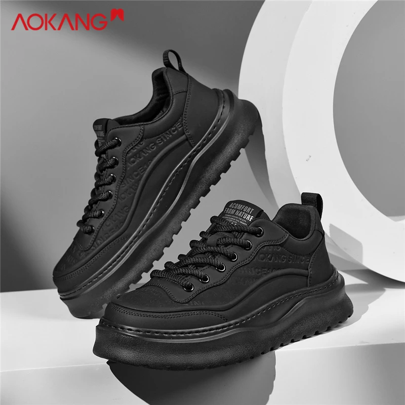 奥康正品男鞋2025新款网红爆款潮鞋男士潮流百搭黑色休闲板鞋