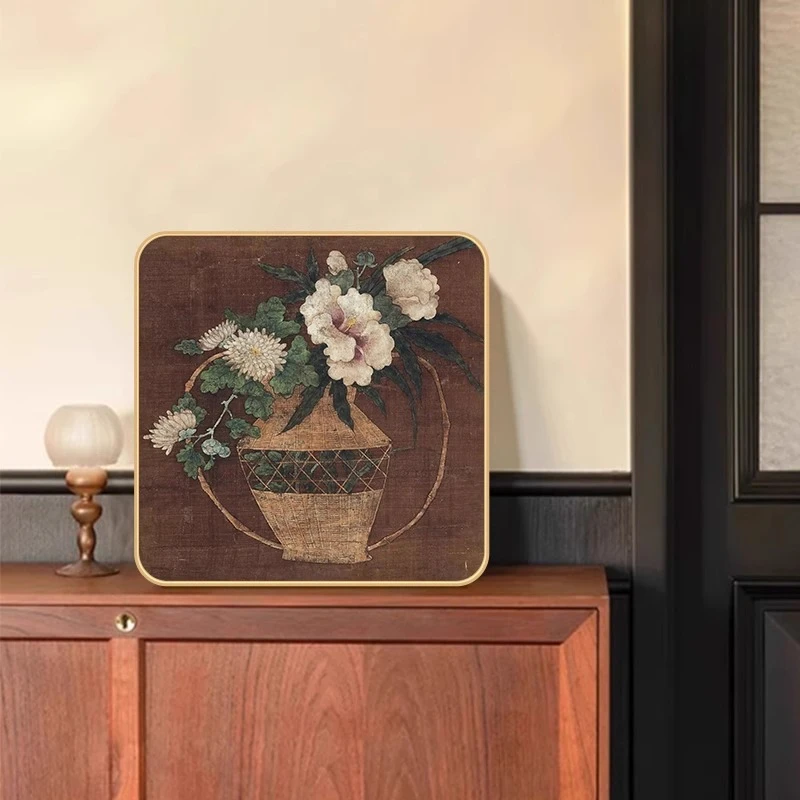 《瓶花图》中古风桌面摆件家居客厅装饰品高级感客厅中式美学摆画