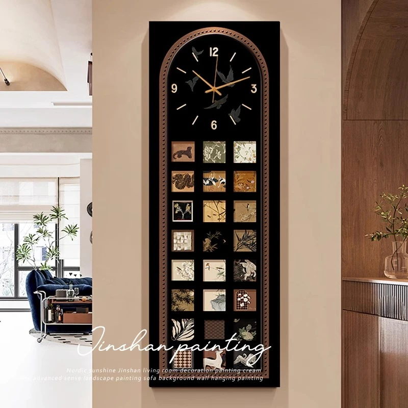 法式复古百联暗藏式推拉全身镜挂画玄关可关闭隐形穿衣镜子装饰画