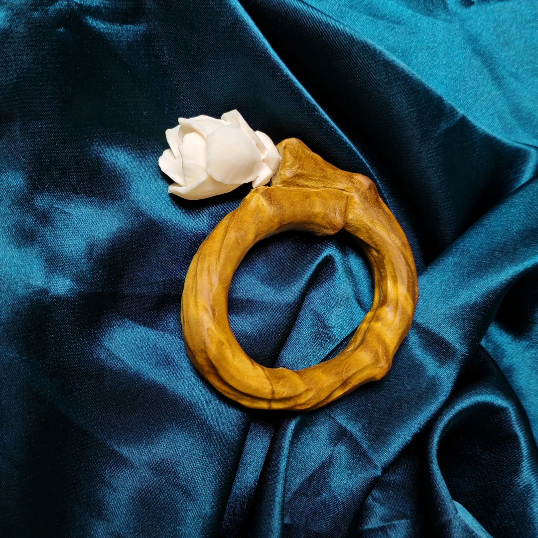 【发圈】鹿角金色楠木拼接发簪发圈非遗手工精雕原创设计