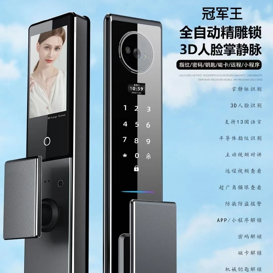 冠军王精雕人脸识别智能锁