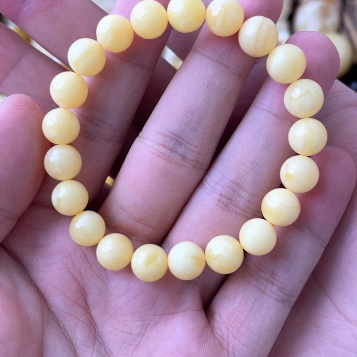 琥珀手串未镶嵌9+俄料阿尔卑斯浓蜡圆珠手串