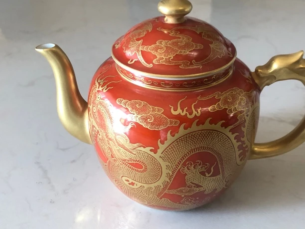 凡红描金龙凤祥云精品壶