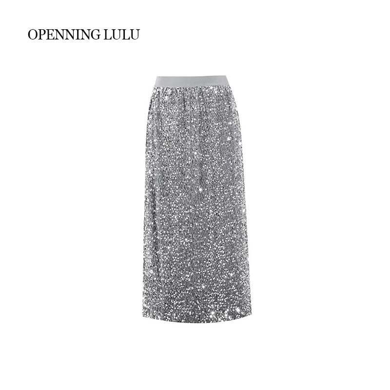 -openning-闪闪亮片半身裙高腰优雅时髦直筒包臀裙9492