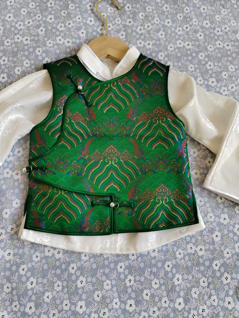 原创民族风儿童马甲绿003
