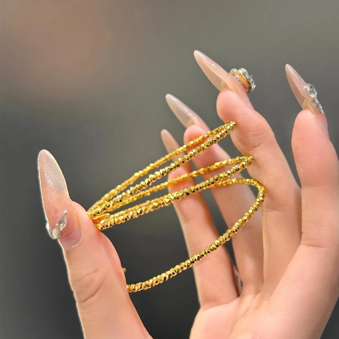 足银手链 【蹦迪手链】手工包金工艺蹦迪手链素款女士磨砂镭射