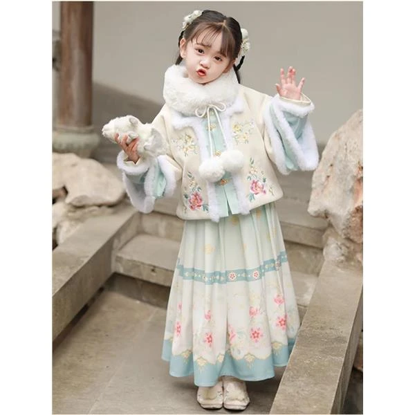 汉服冬款女童古装儿童拜年服宝宝唐装加厚新款古风马面裙冬季