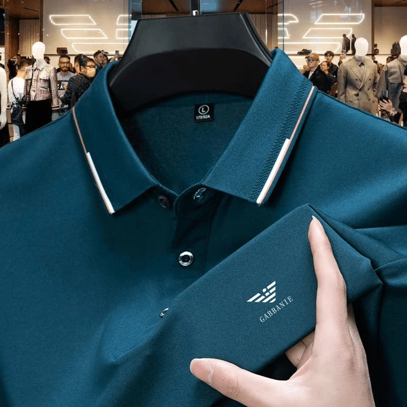 品牌定制【海外撤柜】意大利轻奢高端中年男士桑蚕丝POLO衫短袖T恤