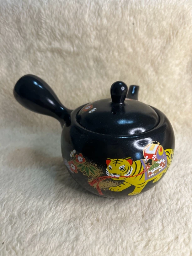 日本回流黑常滑侧把壶老虎送宝口径6.5cm茶具陶瓷