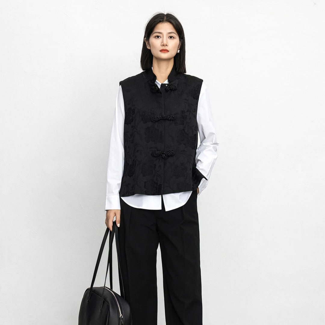 西野妮-2024新中式国潮提花复古秋冬百搭中国风文艺提花休闲马夹