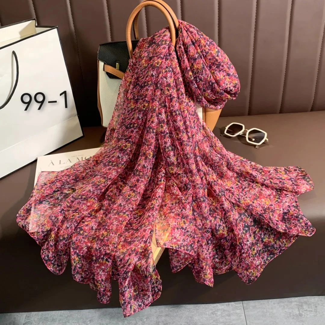 新款优柔纱【红色繁星】125*180左右四季通用丝巾时尚百搭丝巾