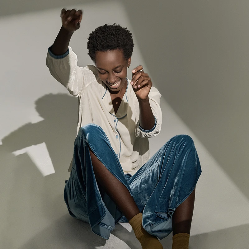 真丝丝绒｜丝绒长裤松紧腰头家居长裤｜PJMINMARCH丝趣