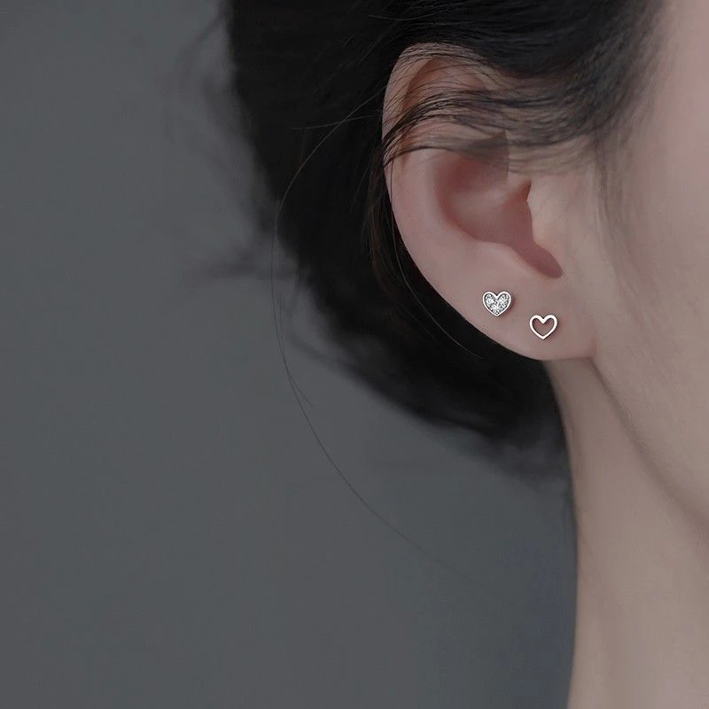 s925S925银爱心耳钉2024新款爆款耳环小众高级感耳饰轻奢女睡觉免