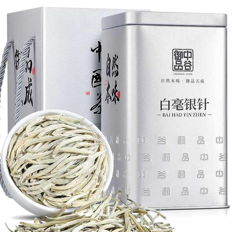 中谷御品茶叶 特级白毫银针 特级高山古树单芽嫩芽茶叶礼盒100g