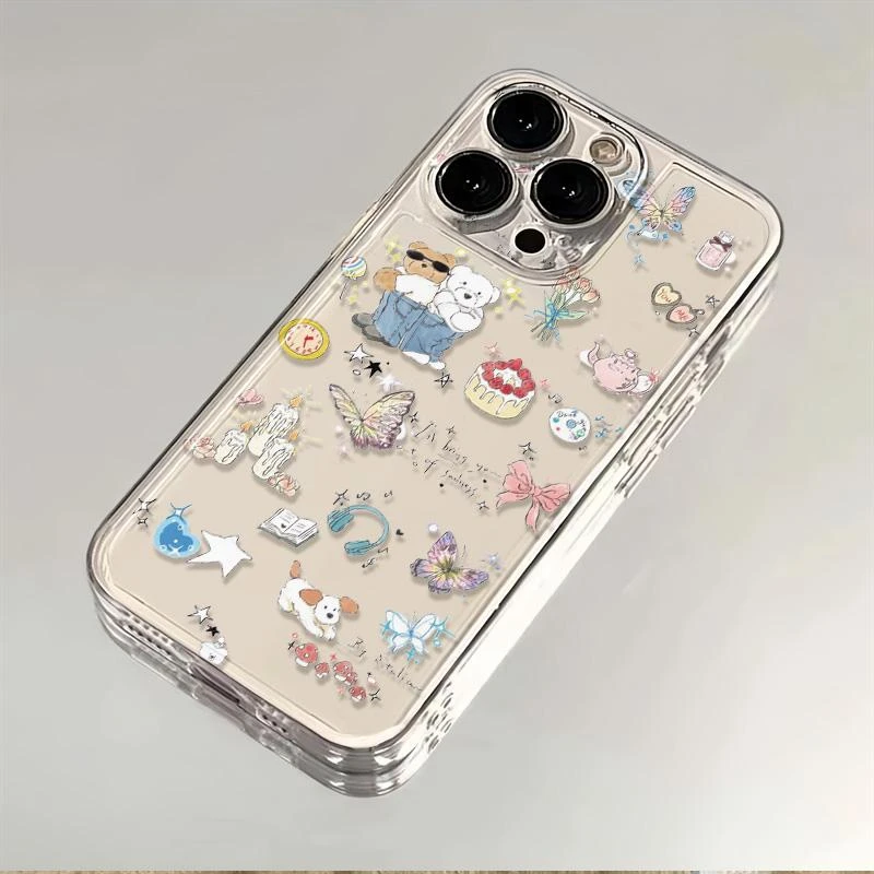 蝴蝶小熊适用苹果15promax小米oppovivo华为iPhone12/13/14手机壳