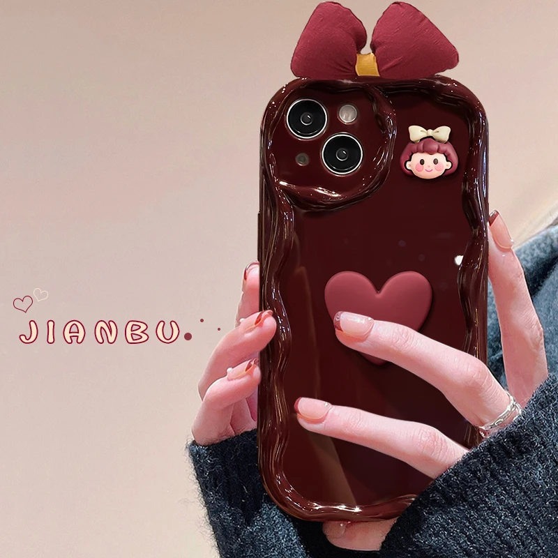 蝴蝶结爱心女孩苹果15华为/vivo/oppo/小米iPhone14promax手机壳