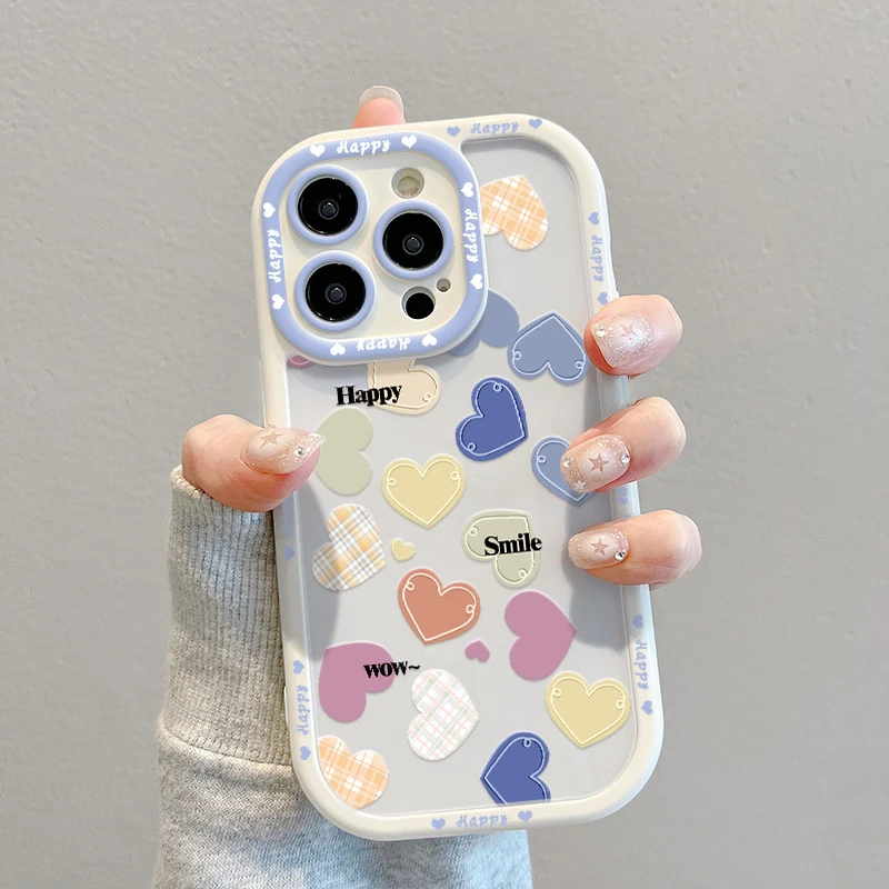 彩色爱心苹果iPhone/华为荣耀//OPPO/VIVO手机壳14/13保护xsmax