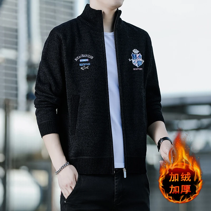 春秋新款韩版潮流高端休闲毛衣开衫帅气痞帅针织夹克外套百搭修身