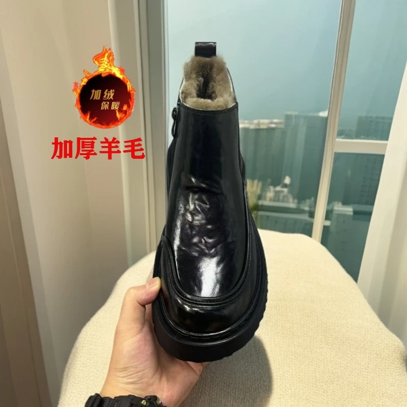 内里羊毛款加绒加厚百搭高端品质马丁靴休闲马丁靴厚底男士真皮