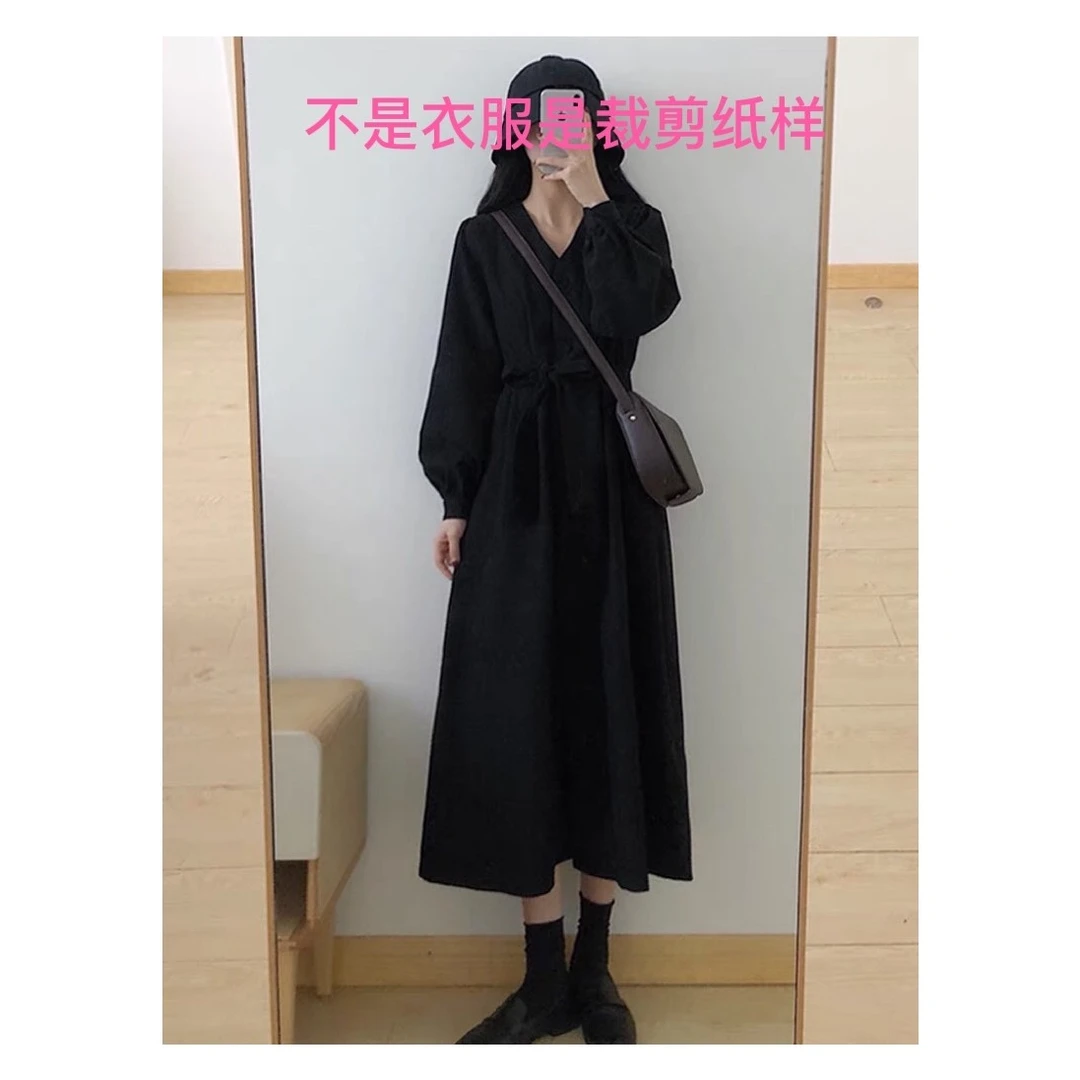 C8816纸样女士长款长袖连衣裙裁剪纸样