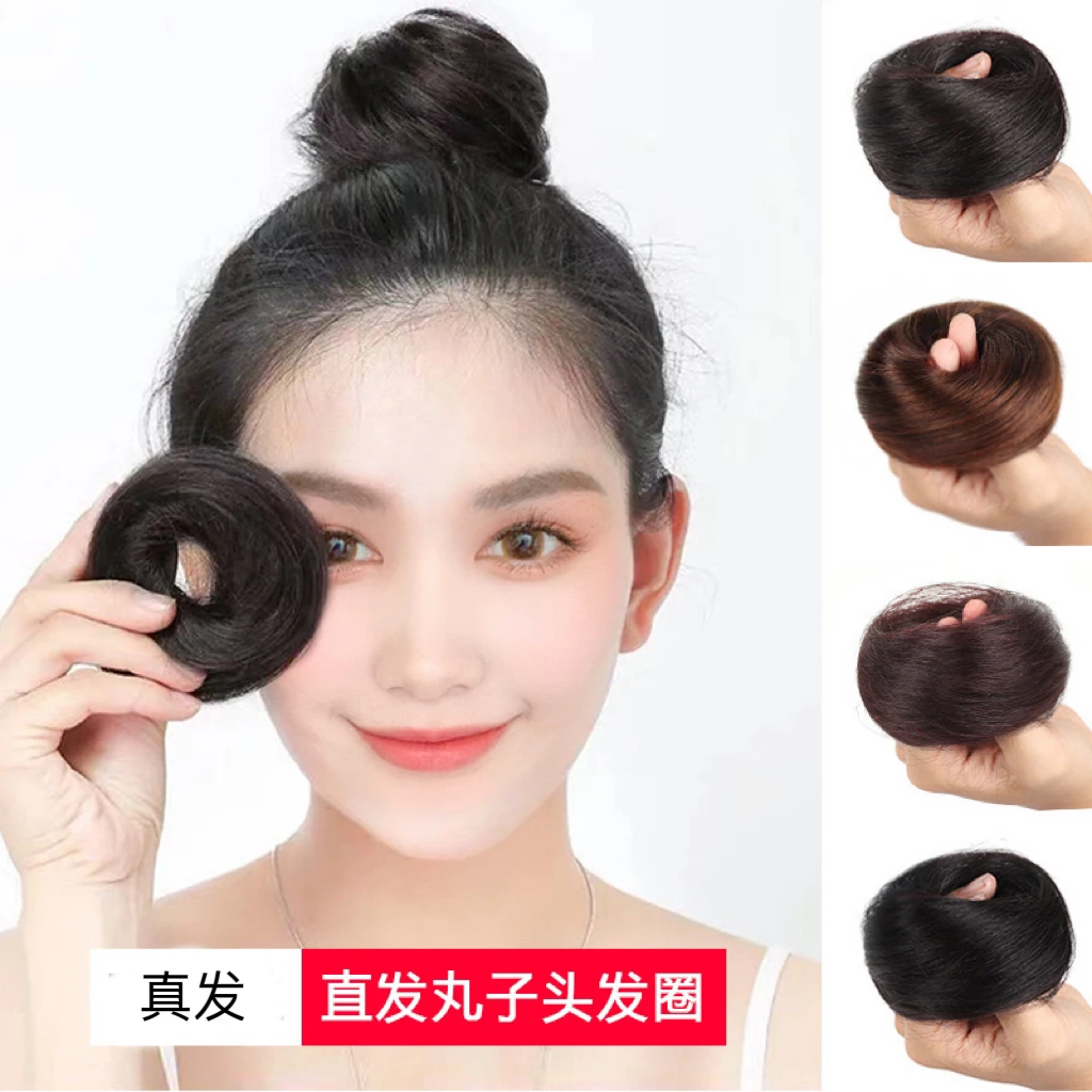 真发丸子头发圈假发包花苞头古装盘发器蓬松自然半丸子头发饰发髻