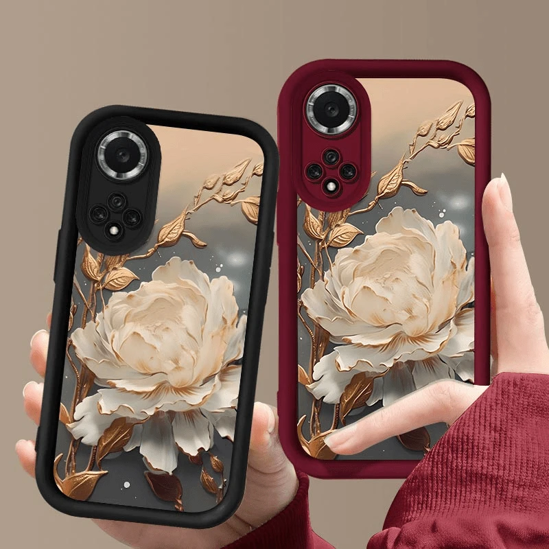 适用昙花盛开荣耀50手机壳天眼阶梯高级感硅胶全包防摔软壳