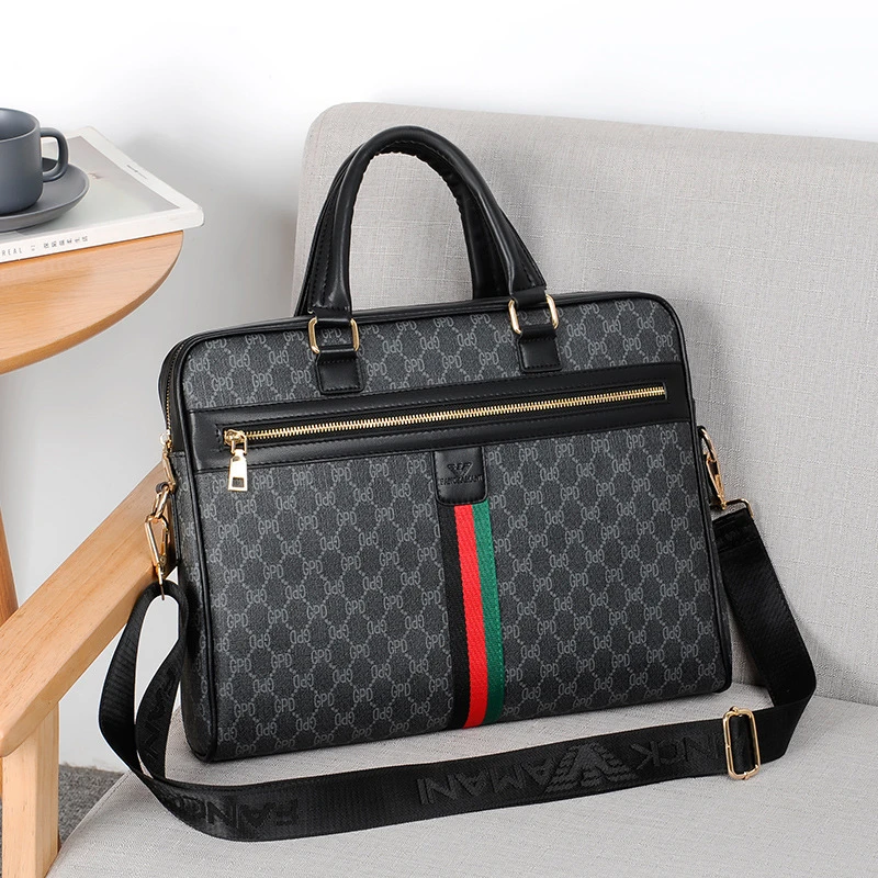 男士品质公文包手提包横款大容量背包时尚男士印花花纹简约商务