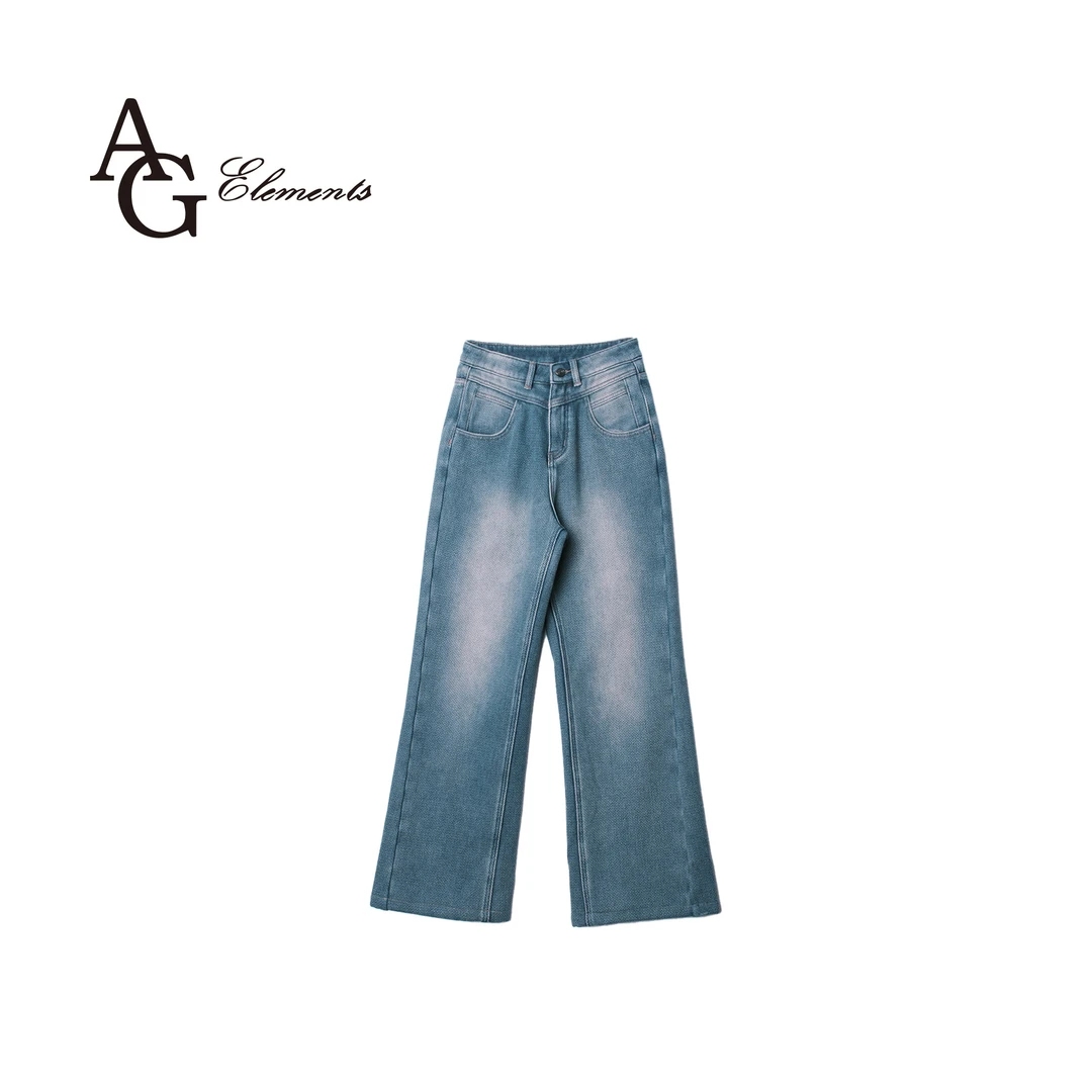 加绒厚款牛仔裤冬款时尚百搭秋冬牛仔裤0240907R